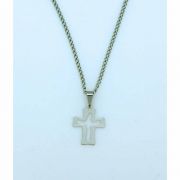 Brazilian Cross Necklace, Stainless Steel, Cut-Out, 3/4 in., 20 in. Chain