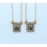 Brazilian Gold Plated Scapular, Color Pictures, Crystals