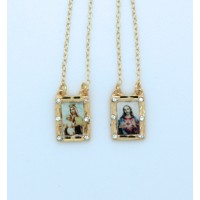 Brazilian Gold Plated Scapular, Color Pictures, Crystals
