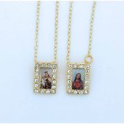 Brazilian Gold Plated Scapular, Color Pictures, Crystals