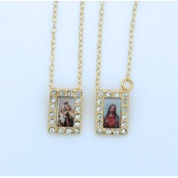 Brazilian Gold Plated Scapular, Color Pictures, Crystals