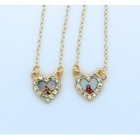Brazilian Gold Plated Scapular, Hearts w/ Color Pictures, Crystals