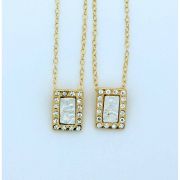Brazilian Gold Plated Scapular, Silver Centers, Crystals