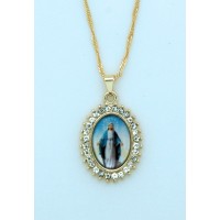 Brazilian Necklace, Gold Plated, Grace w/ Crystals, 20 in. Chain