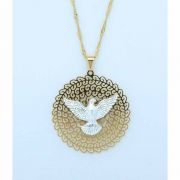 Brazilian Necklace, Gold Plated, Silver Holy Spirit, 20 in. Chain