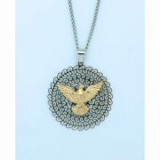 Brazilian Necklace, Silver, Gold Holy Spirit, 20 in. Chain