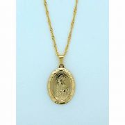 Brazilian Necklace, Gold Plated, Large Fatima, 20 in. Chain