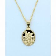 Brazilian Necklace, Gold Plated, Large St. Michael, 20 in. Chain