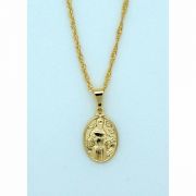 Brazilian Necklace, Gold Plated, St. Francis, 20 in. Chain