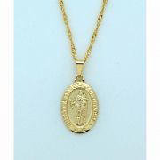 Brazilian Necklace, Gold Plated, Mary, Helper, 20 in. Chain