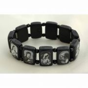 Brazilian Wood Saints Bracelet, Black, Black & White Pictures - (Pack of 2)