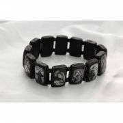 Brazilian Wood Bracelet, Black Wood, Black & White Pictures, Extra Large Fit - (Pack of 2)