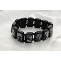 Brazilian Wood Bracelet, Black Wood, Black & White Pictures, Extra Large Fit - (Pack of 2)