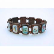 Brazilian Wood Bracelet, Loteria, Color Pictures - (Pack of 2)
