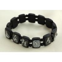Brazilian Wood Saints Bracelet, Black, Black & White Pictures - (Pack of 2)