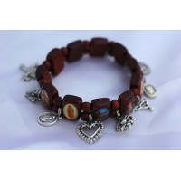Brazilian Wood Bracelet, Brown, w/ Medals