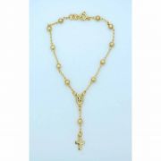 Brazilian Gold Plated Rosary Bracelet, 4 mm. Matte Beads, Miraculous Medal