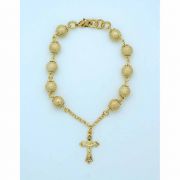 Brazilian Gold Plated Rosary Bracelet, 8 mm. Matte Beads