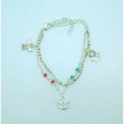 Brazilian Bracelet, Two Strands, Two Angels and Holy Spirit, Silver