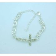 Brazilian Bracelet, Silver, Large Crystal Cross