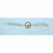 Brazilian Bracelet, Silver Multi-Chain, Gold St. Benedict