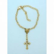 Brazilian Gold Plated Bracelet, Crystals, St. Benedict