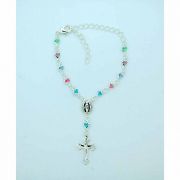 Brazilian Bracelet, Silver, Multi-Colored Crystals, Miraculous Medal