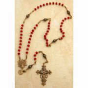 Antiqued Bronze Rosary, Genuine Ruby Beads, Infant of Prague Center