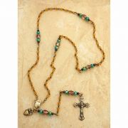 Antiqued Bronze Rosary, Topaz Glass Beads, Sacred Heart Center