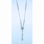 Brazilian Stainless Steel Rosary Necklace w/ Faux Pearls