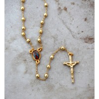 Brazilian Rosary Necklace, Gold Plated w/ Guadalupe
