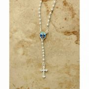 Brazilian Rosary Necklace, Silver Plated w/ Our Lady of Grace