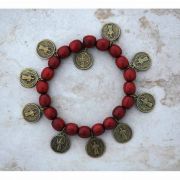 Brazilian Wood Bracelet w/ St. Benedict Two-Sided Medals