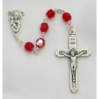 Italian Cut Glass Rosary, Red Italian Cut Glass Rosary, Red
