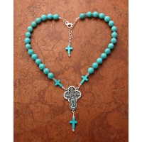 Sterling Silver Necklace, Turquoise w/ Guadalupe Medal