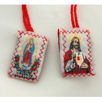 Red Wool Scapular, Sacred Heart - (10 Pack)