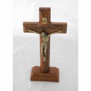 Brazilian Wood Wall Crucifix w/ Removable Stand, Gold Corpus