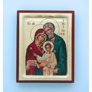 Greek Hand Painted Serigraph, Holy Family, 4x5 in.
