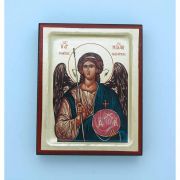 Greek Hand Painted Serigraph, St. Michael, 4x5 in.