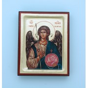 Greek Hand Painted Serigraph, St. Michael, 4x5 in.