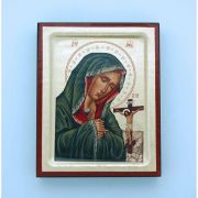 Greek Hand Painted Serigraph, Our Lady of Sorrows, 4x5 in.