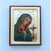 Greek Hand Painted Serigraph, Our Lady of Sorrows, 4x5 in.