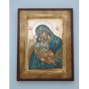 Greek Icon, Blue Madonna, 5x7 in.