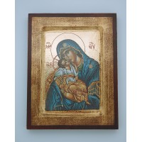 Greek Icon, Blue Madonna, 5x7 in.