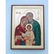Greek Hand Painted Serigraph, Holy Family, 7x9 in.