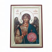 Greek Hand Painted Serigraph, St. Michael, 7x9 in.