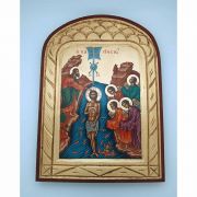 Greek Icon, Hand Painted Serigraph, Baptism of Jesus, 14x10 in.