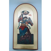 Greek Icon, Hand Painted Serigraph, St. Michael, 17x9 in.