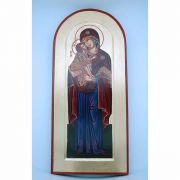 Greek Icon, Hand Painted Serigraph, Mary, 17x9 in.