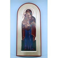 Greek Icon, Hand Painted Serigraph, Mary, 17x9 in.